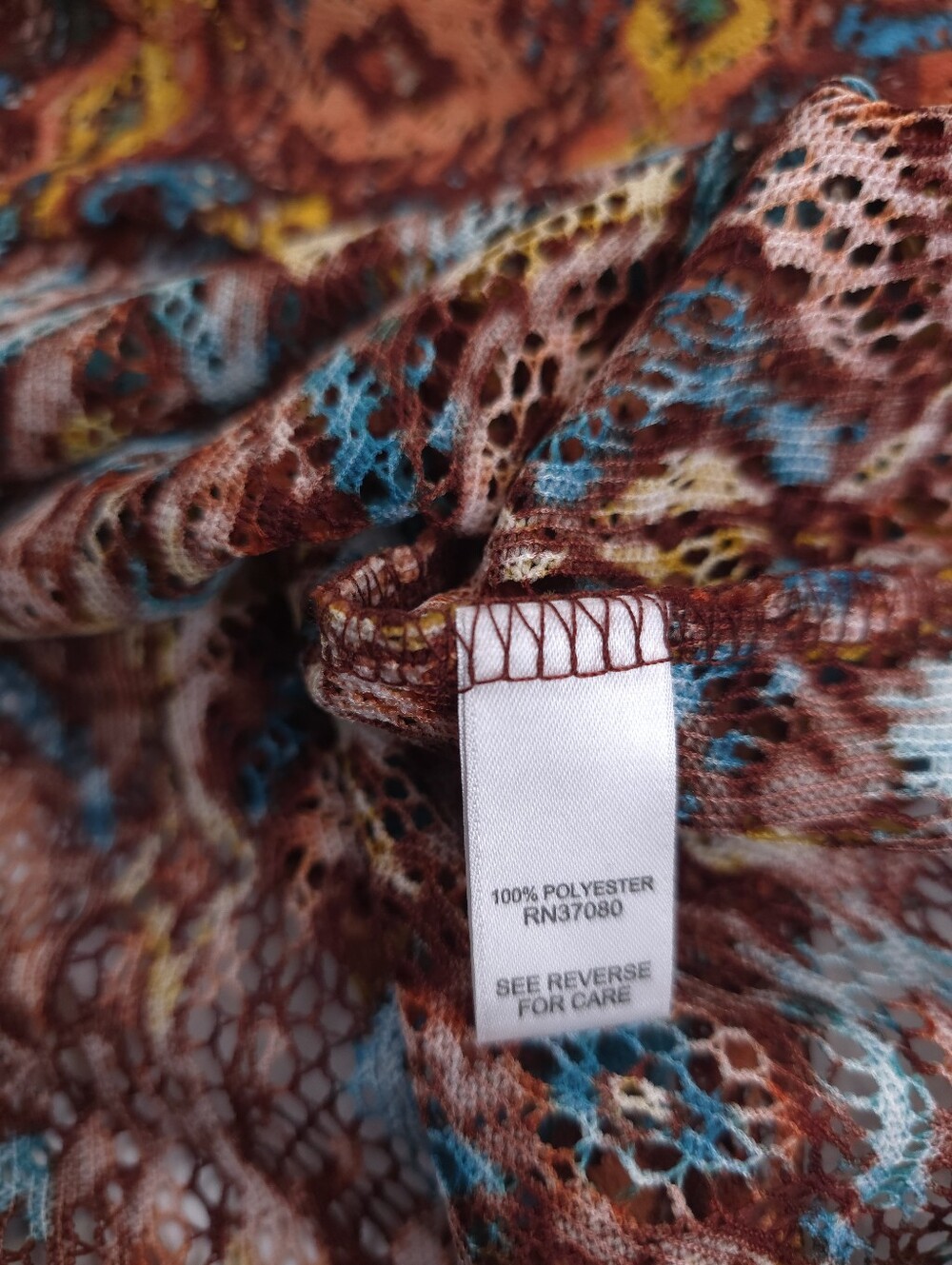 Cato Boho Printed Sheer Blouse in Rust Multicolor Sz L - Picture 11 of 11